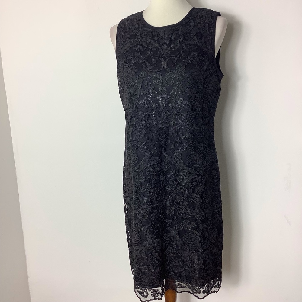 Karl Lagerfeld Sleeveless Lace Sheath Black Dress